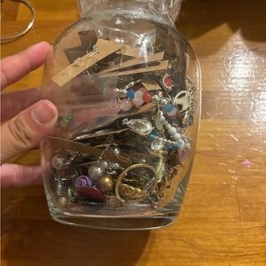Assorted Jewelry in Glass Jar